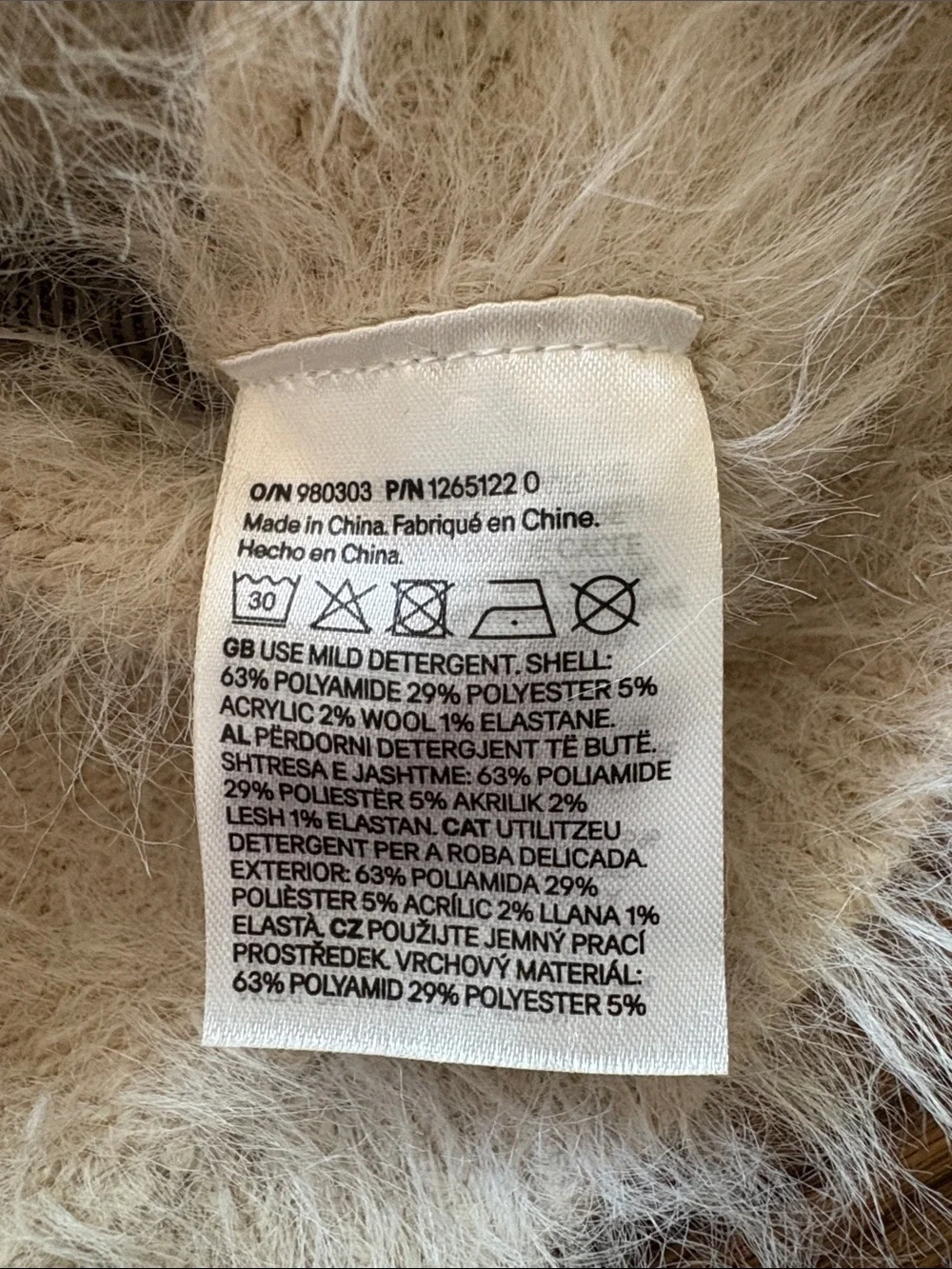 H&M Fuzzy Wool Blend Knit Button DownCardigan in Cream